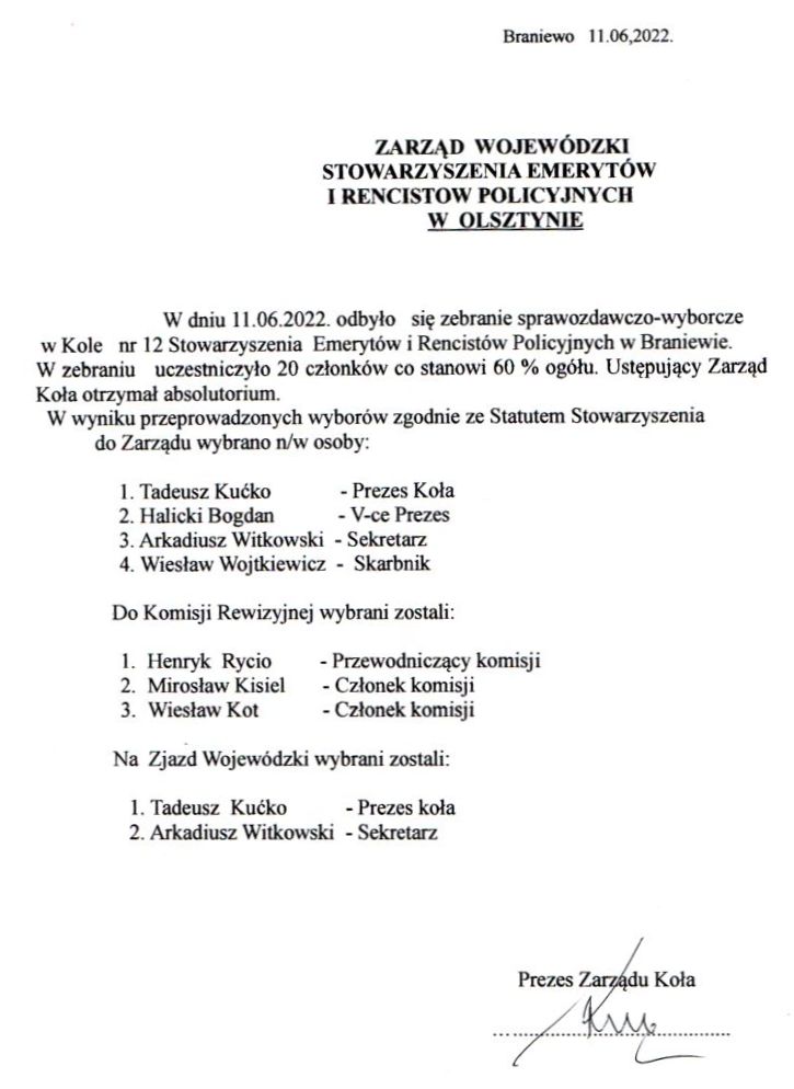 wybory 22 braniewo